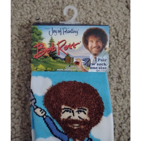 Bob Ross "Happy Clouds" Crew Socks - Picture 2 of 4